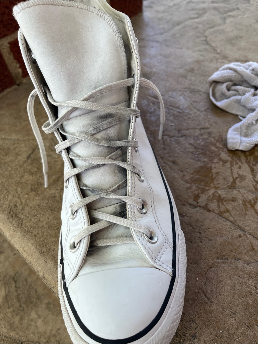 Converse White Leather High Top All Star Sneakers - Picture 7 of 8